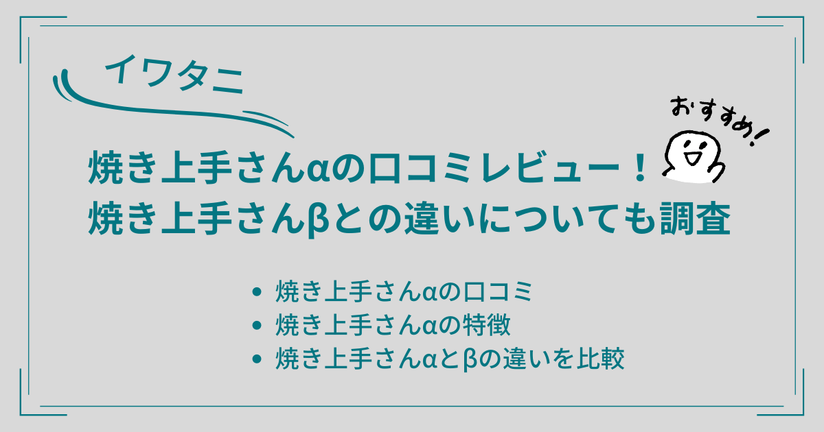 焼き上手さんαの口コミレビュー！焼き上手さんβとの違いについても調査